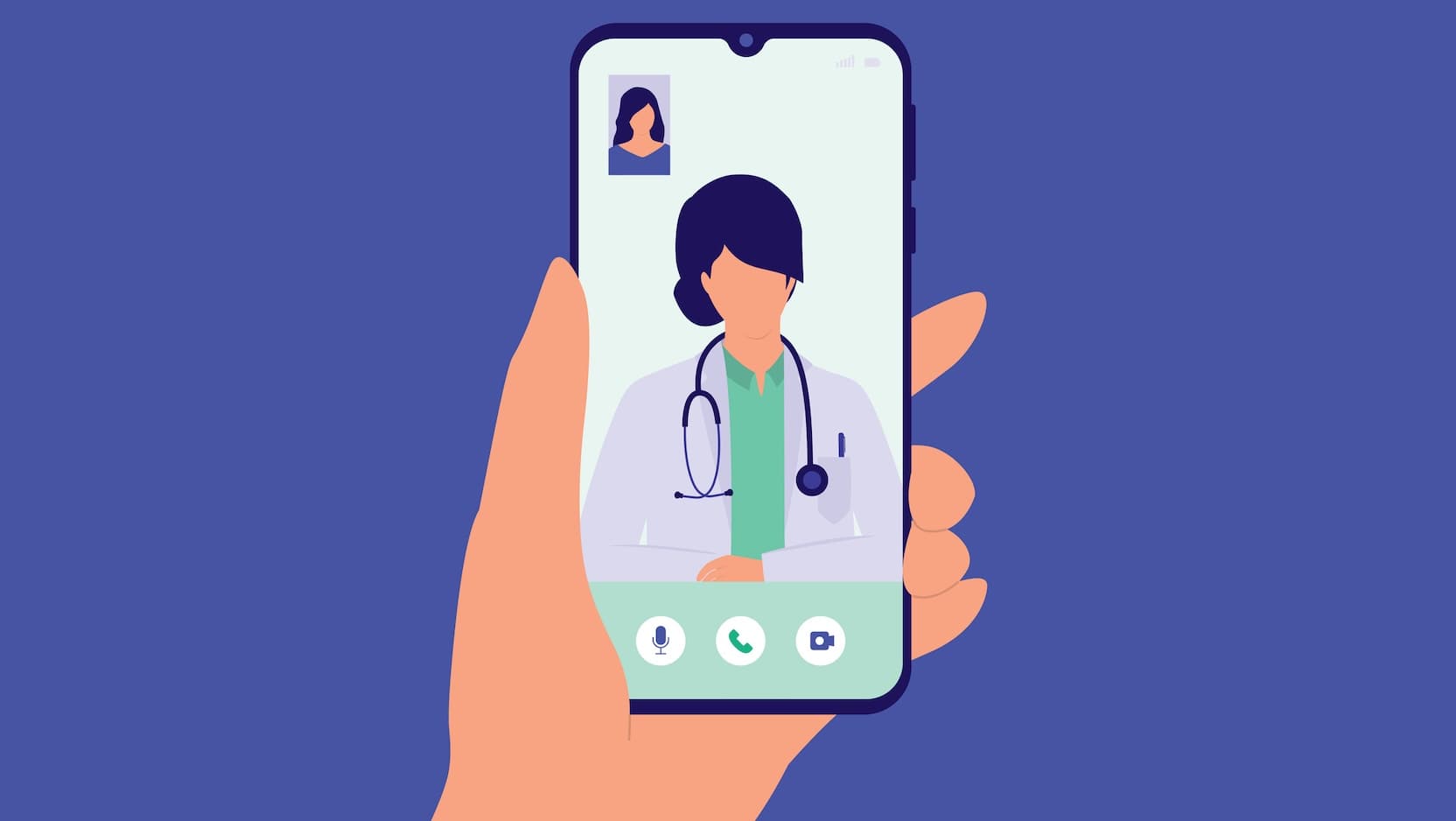 illustration of physician on smart phone