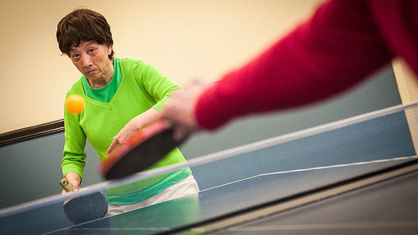 Cheng Xiu Xu plays ping pong after undergoing DBS for Parkinson's symptoms