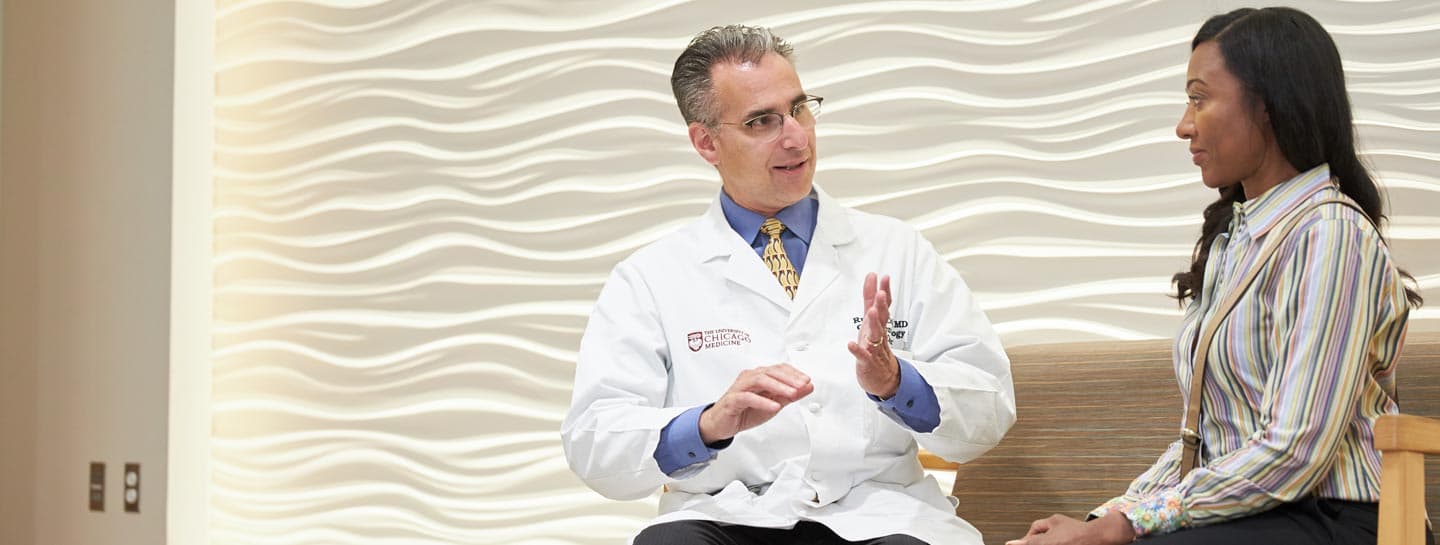 Russell Cohen, MD, and patient in lobby
