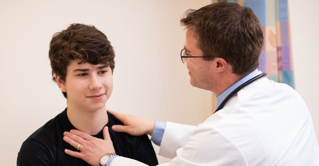 model patient Ari Volchenboum and pediatric oncologist Mark Applebaum, MD