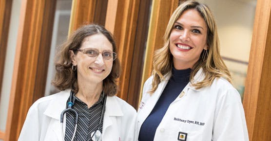 Gini Fleming, MD, and Brittany Dyer, RN, breast cancer
