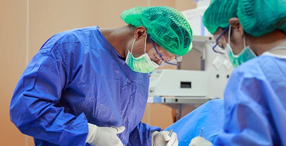 A transplant surgeon in the operating room
