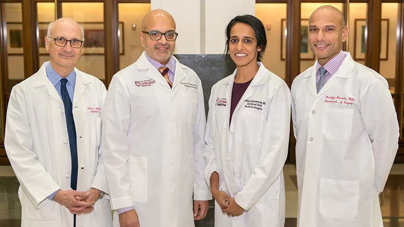 Esophageal surgeons John Alverdy, MD, Vivek Prachand, MD, Yalini Vigneswaran, MD, MS, and Mustafa Hussain, MD