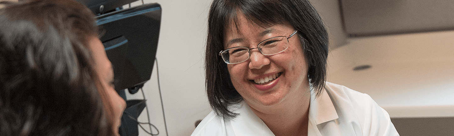 Dr. Nicole Leong, a gynecologist at UChicago Medicine Orland Park, consults with a patient