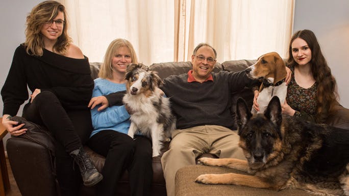 Greg Karczmar and family with dogs