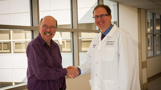 Mark Morrison, islet transplant patient, with his physician, Piotr Witkowski, MD