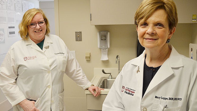 Cancer nurse navigators Mary Lappe and Tricia Heinlein