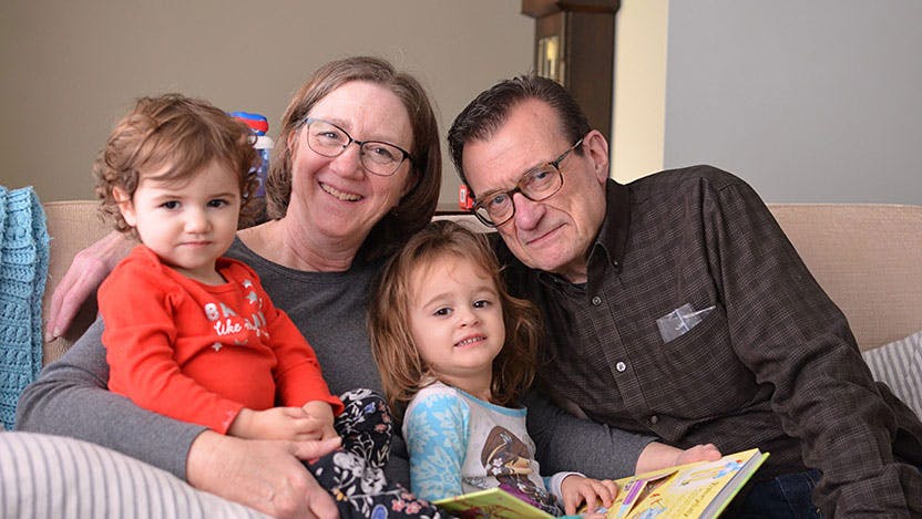 Len Hardt, Crohn's disease patient, with his wife and grandkids